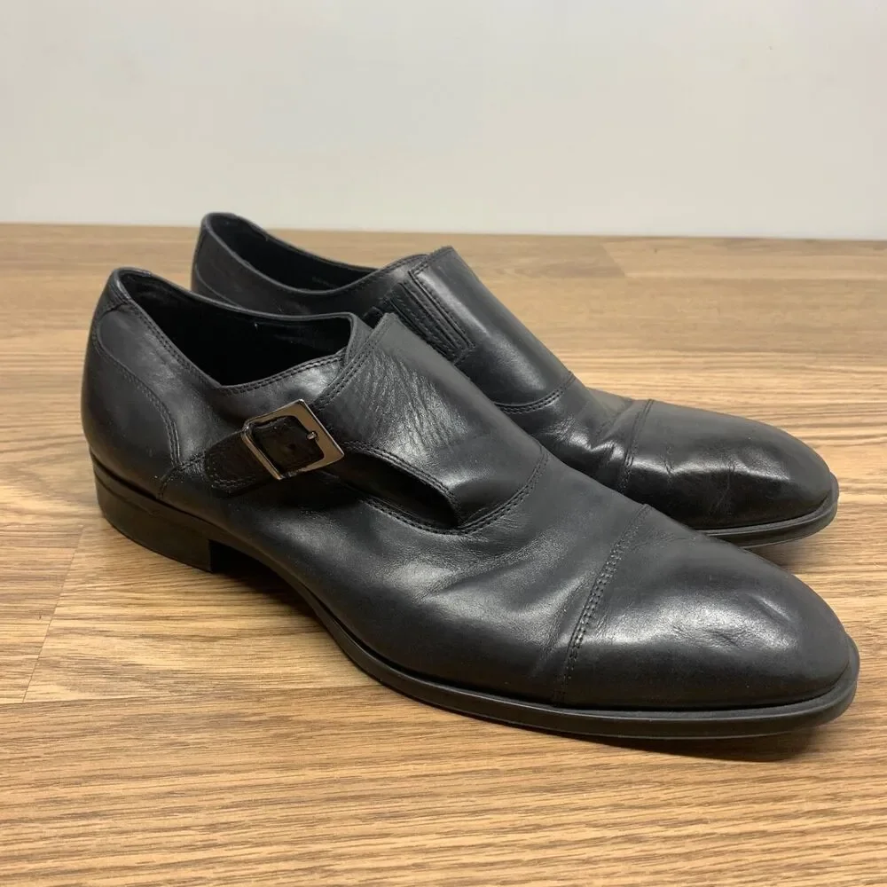 Donald J Pliner‎ Sergio Dress Shoes Black Leather Monk Strap Mens Size 11